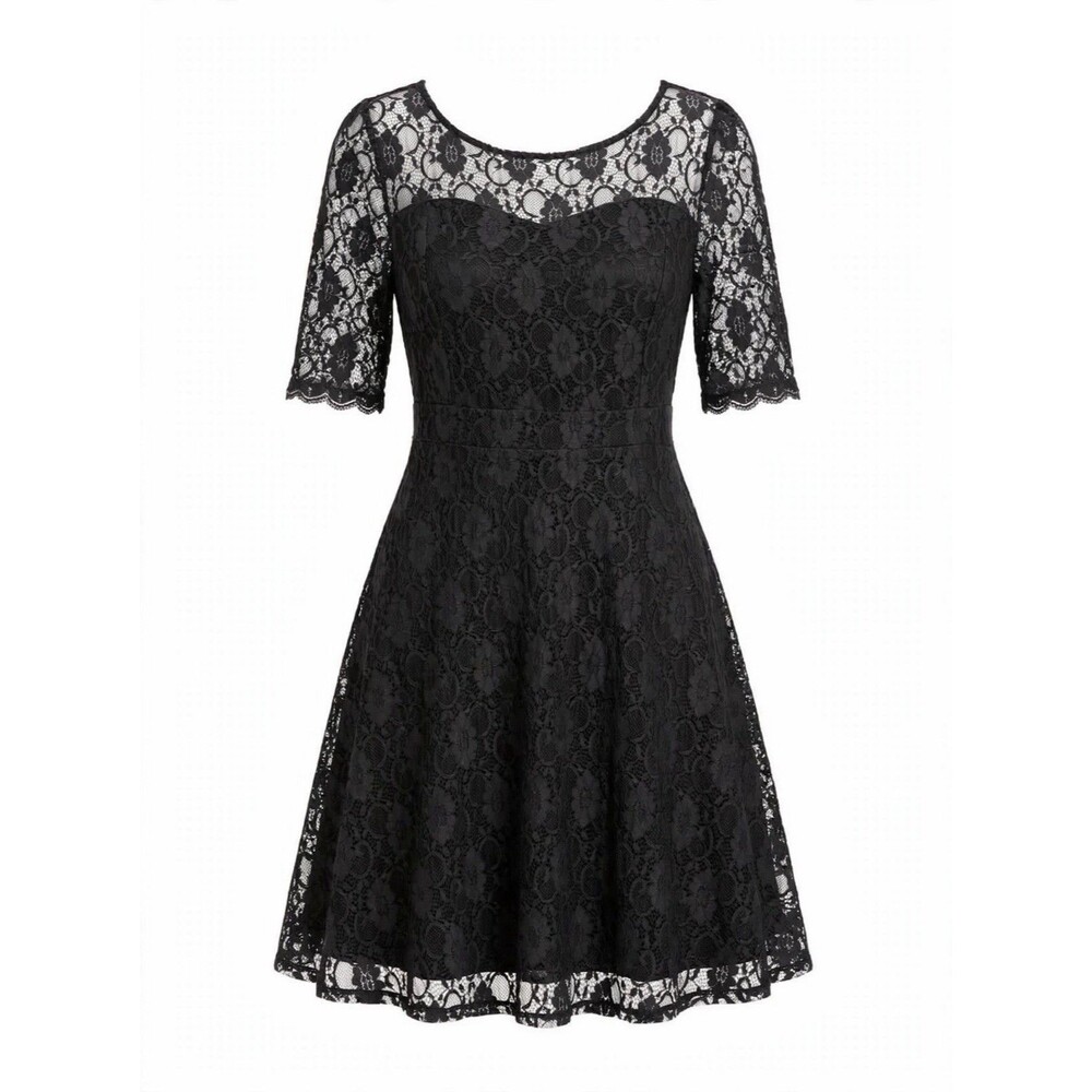Pinup Fashion 24W Black Lace Dress Cocktail Formal Plus Size